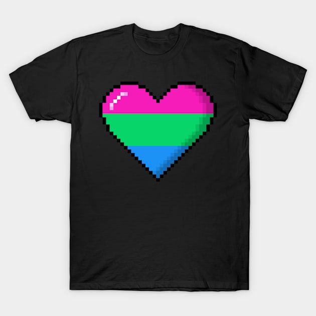 Polysexual Pride Pixel Heart T-Shirt by wheedesign